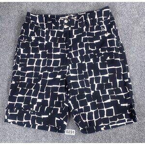 Jamie Sadock Shorts Womens 10 Golf Black White Cotton Stretch Pockets 9" Inseam